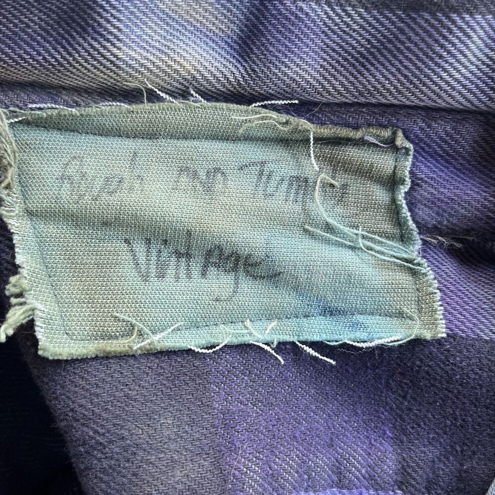 Handmade Tie Dye Purple & Black Plaid Utility Shirt Shacket - Unisex Size Large - Picture 9 of 9